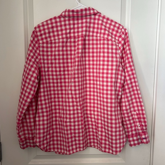 Talbots Petite Pink and White Gingham Button Down Top Size Large - Picture 3 of 7